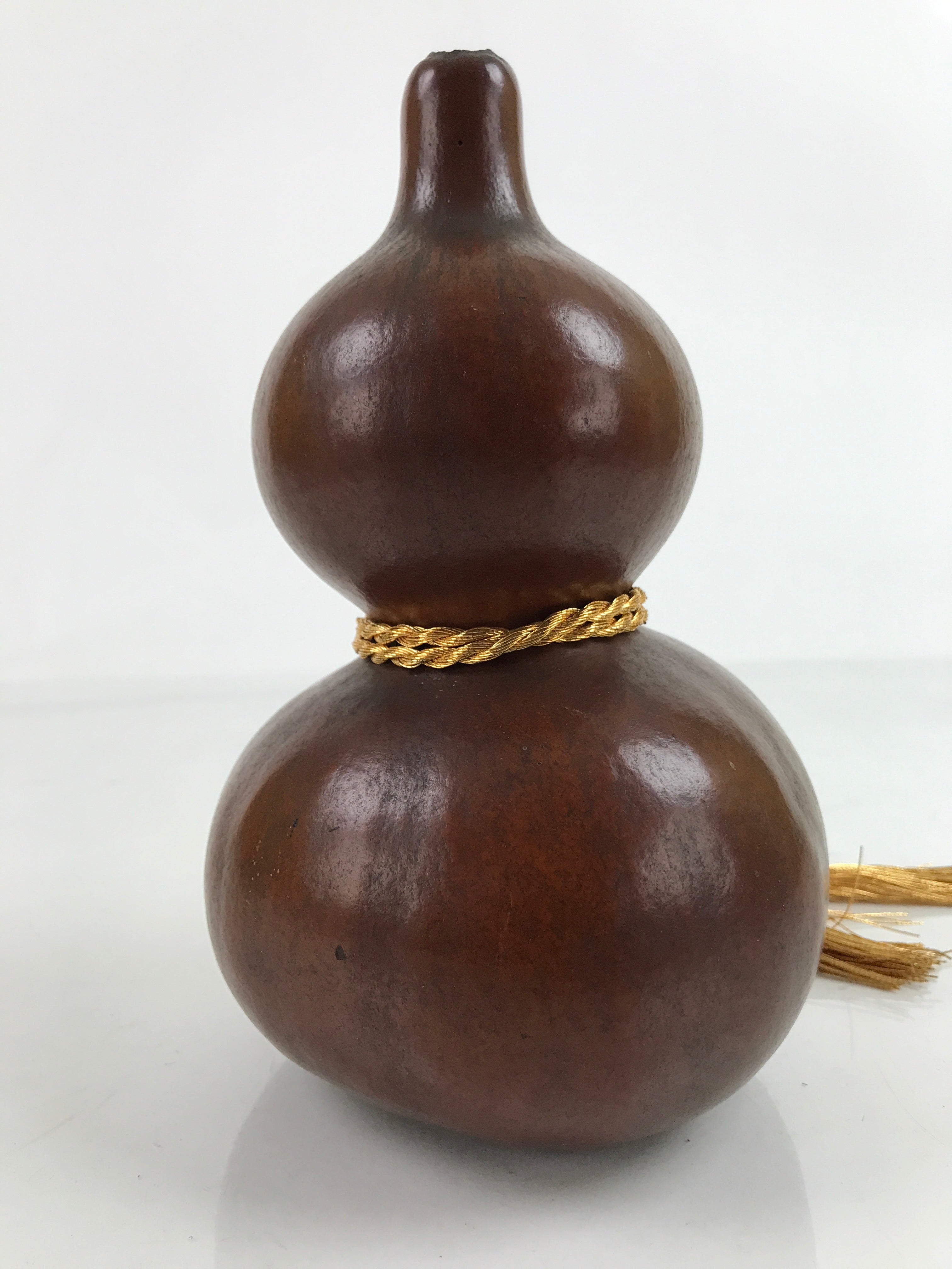 Japanese Natural Hyotan Gourd Vtg Sake Bottle Lucky Charm Calabash Gold G270