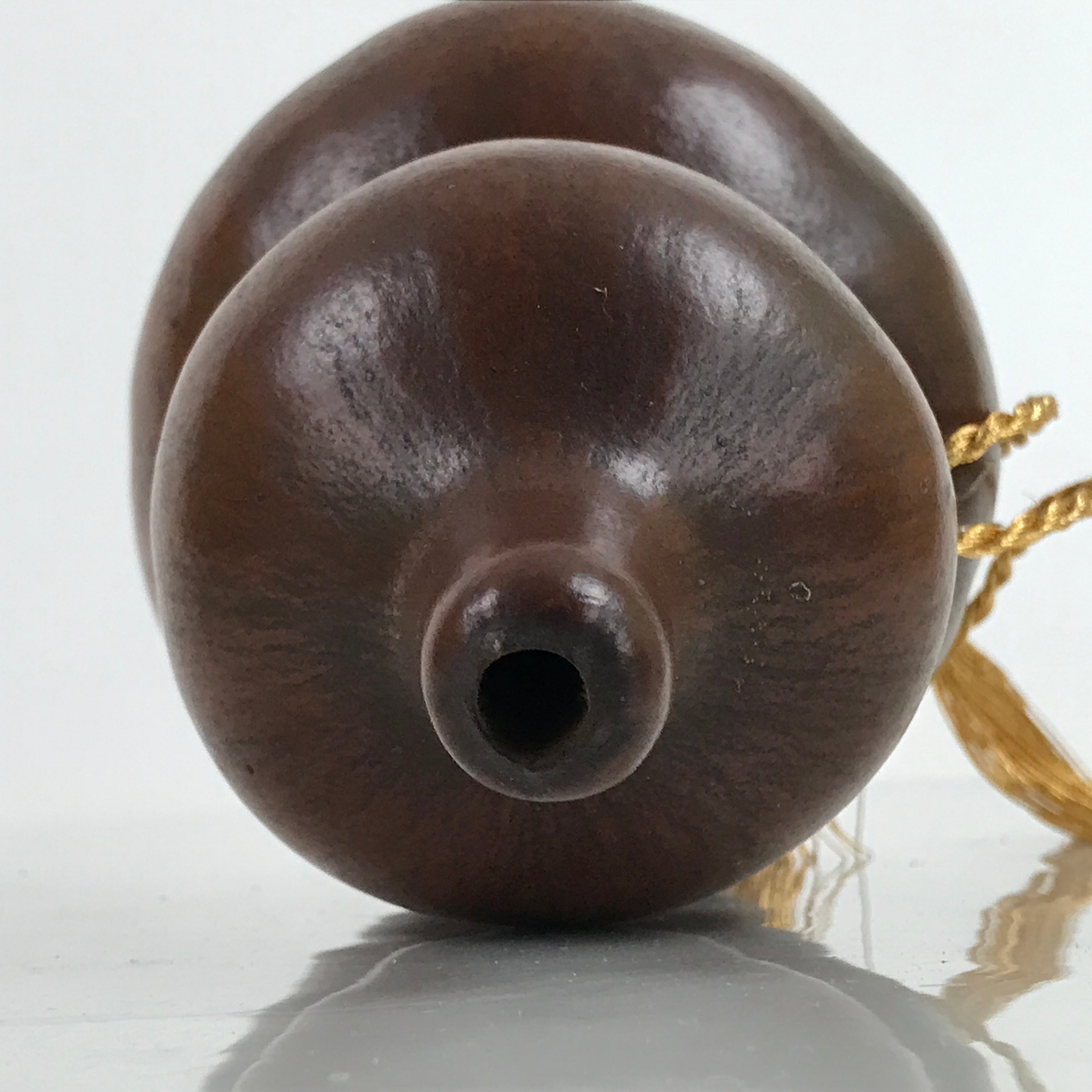 Japanese Natural Hyotan Gourd Vtg Sake Bottle Lucky Charm Calabash Gold G270