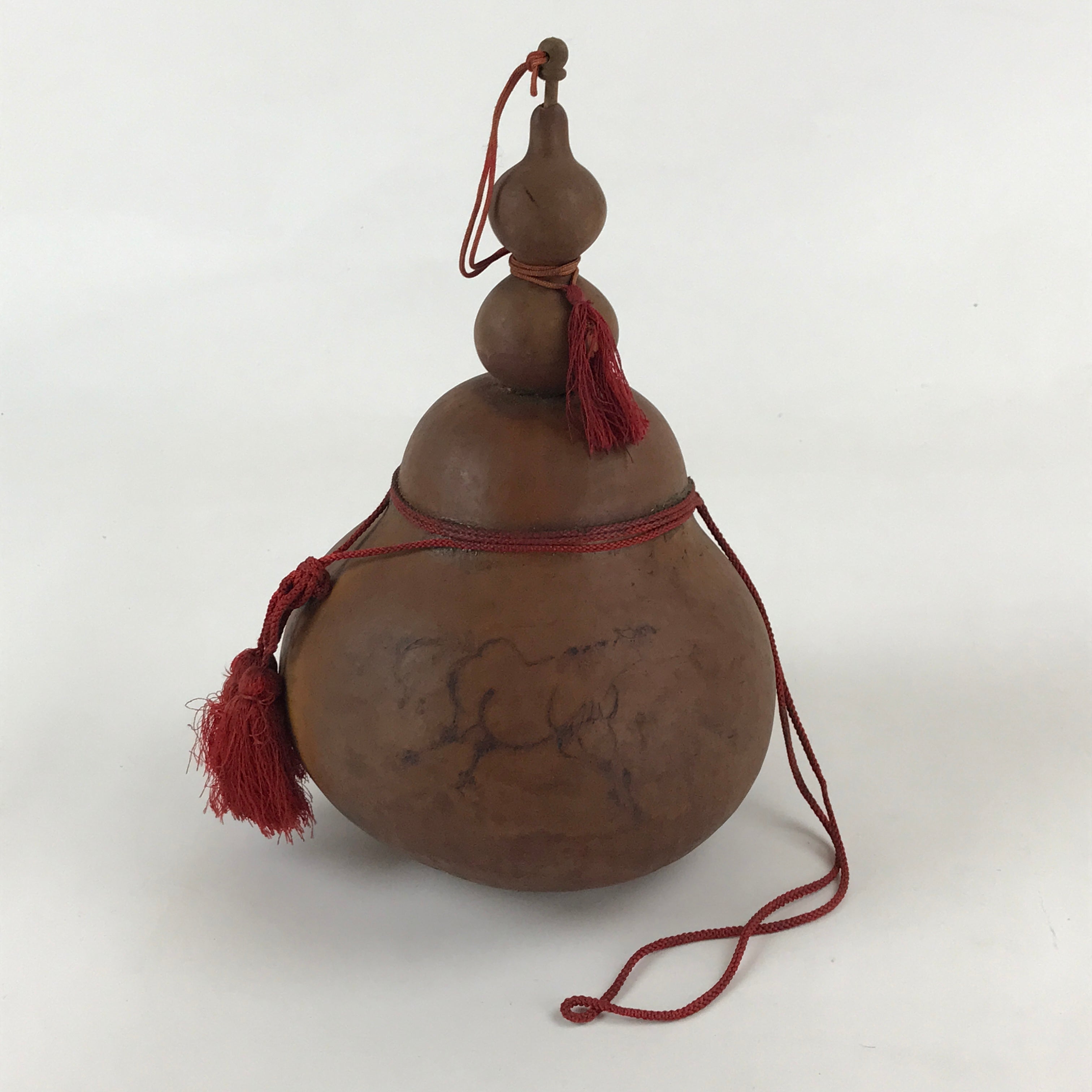 Japanese Natural Hyotan Gourd Vtg Sake Bottle Lucky Charm Calabash