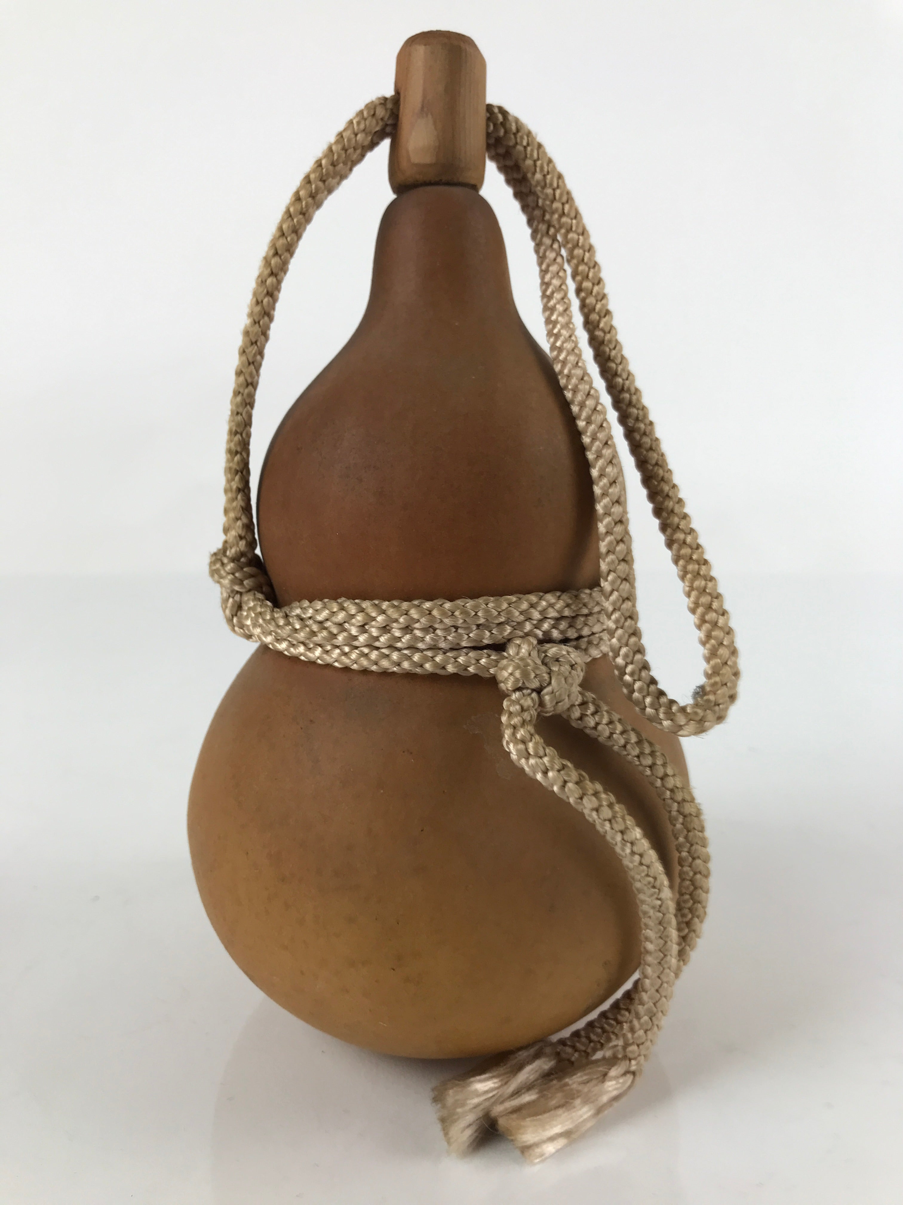Japanese Natural Hyotan Gourd Vtg Sake Bottle Lucky Charm Calabash Lidded G259