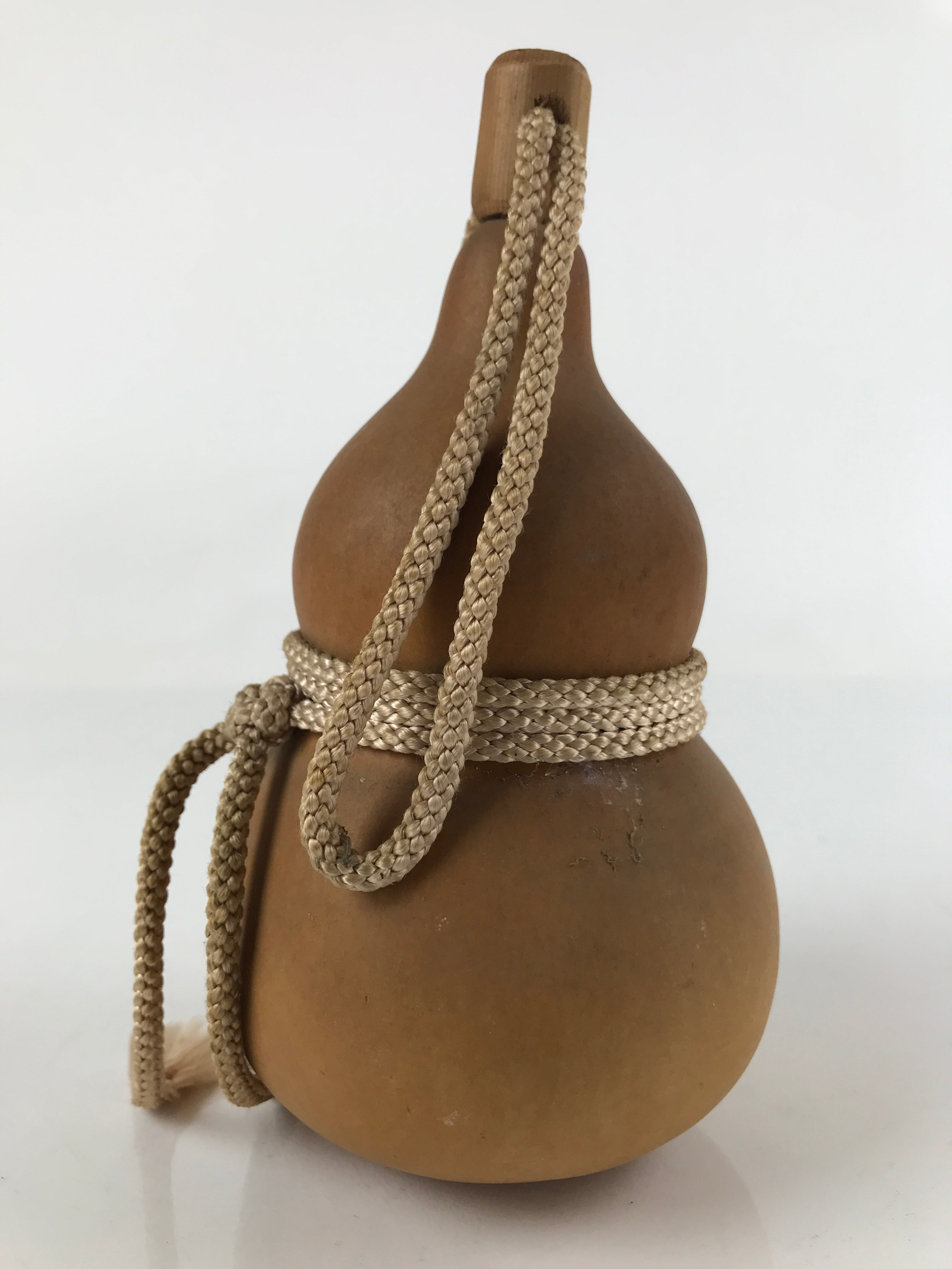 Japanese Natural Hyotan Gourd Vtg Sake Bottle Lucky Charm Calabash Lidded G259
