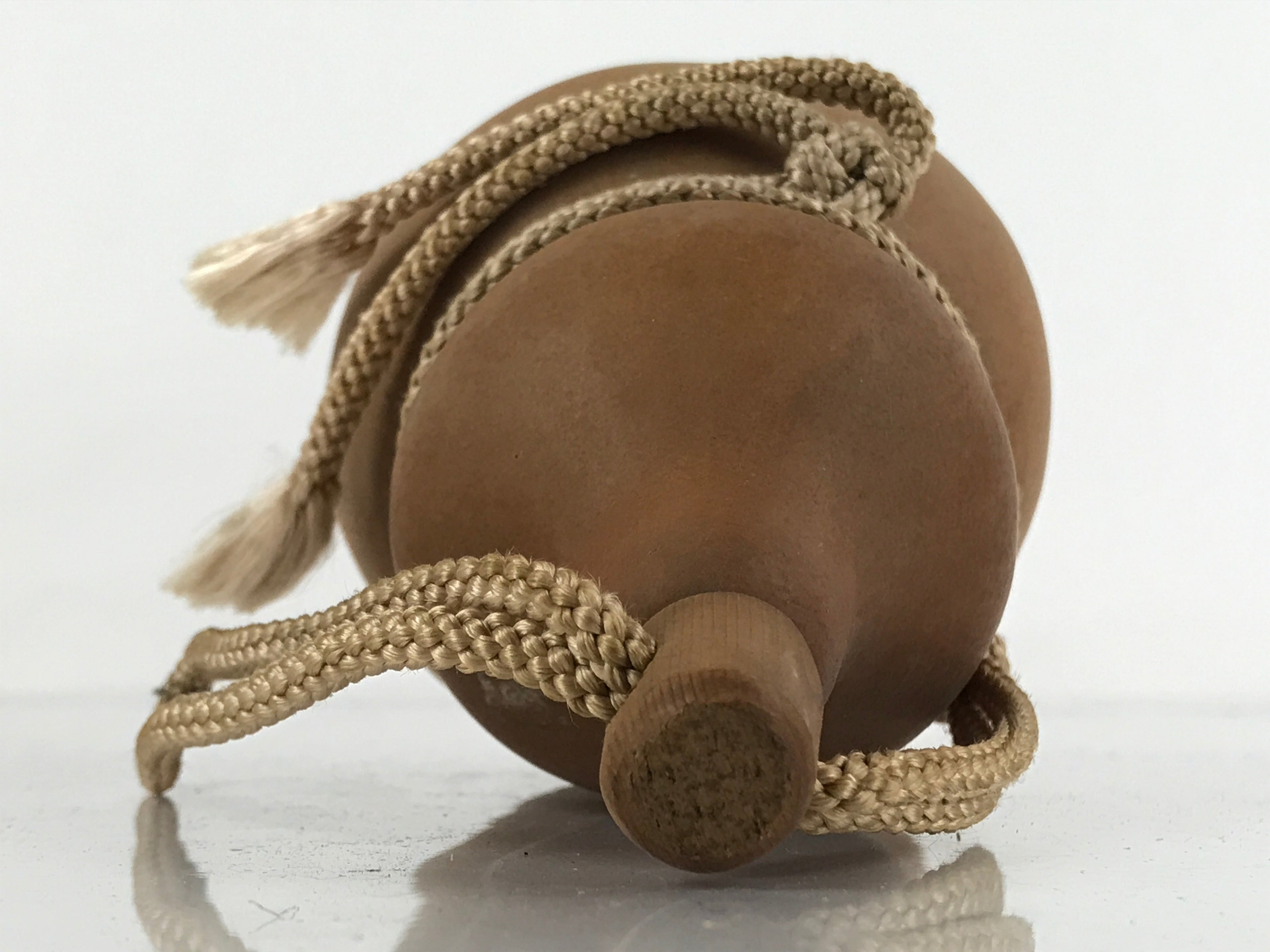 Japanese Natural Hyotan Gourd Vtg Sake Bottle Lucky Charm Calabash Lidded G259