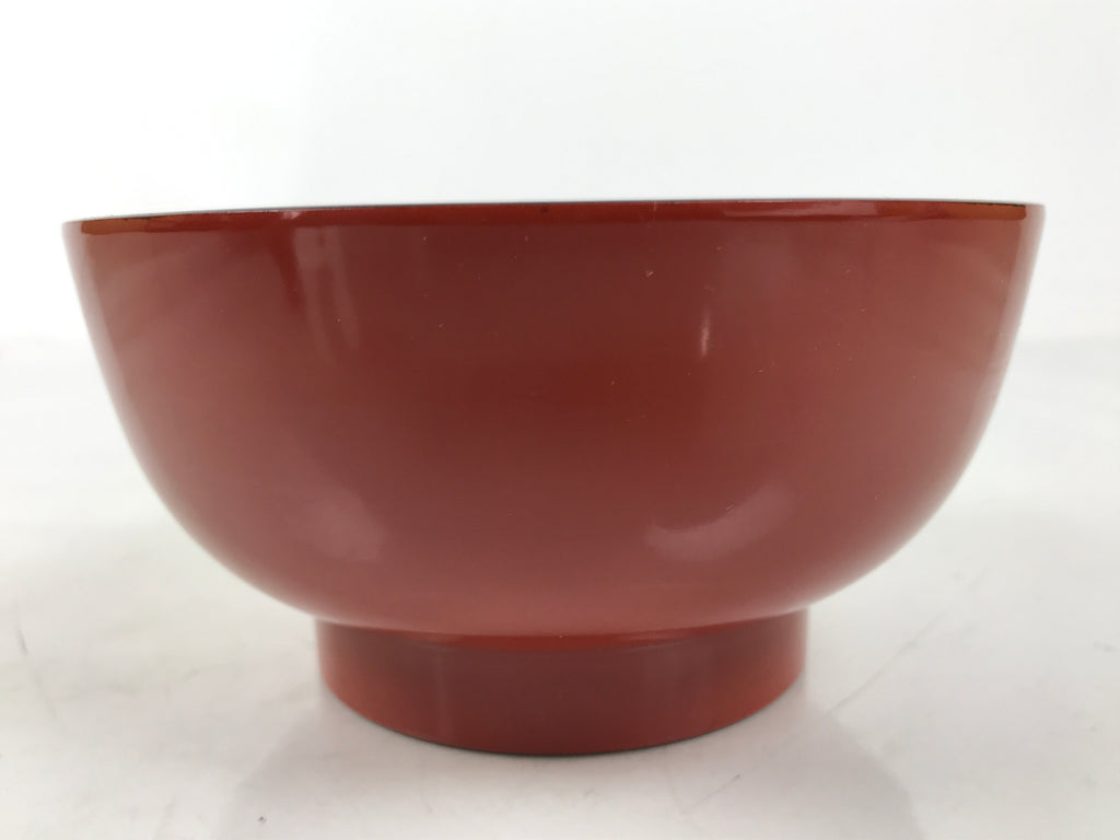 Japanese Natural Lacquered Wooden Rice Bowl Owan Vtg Wajima Nuri Red Black LB142