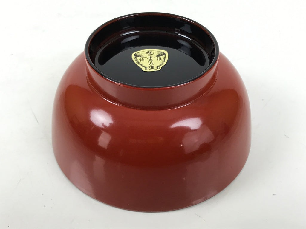 Japanese Natural Lacquered Wooden Rice Bowl Owan Vtg Wajima Nuri Red Black LB143