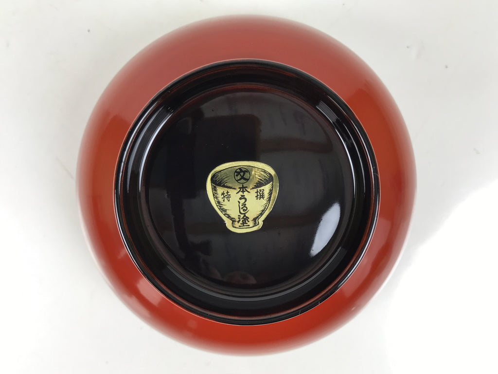 Japanese Natural Lacquered Wooden Rice Bowl Owan Vtg Wajima Nuri Red Black LB144
