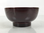 Japanese Natural Lacquered Wooden Rice Bowl Owan Vtg Wajima Nuri Red Brown LB149