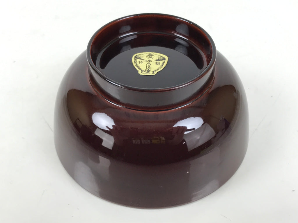 Japanese Natural Lacquered Wooden Rice Bowl Owan Vtg Wajima Nuri Red Brown LB149