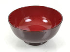 Japanese Natural Lacquered Wooden Rice Bowl Owan Vtg Wajima Nuri Red Brown LB150