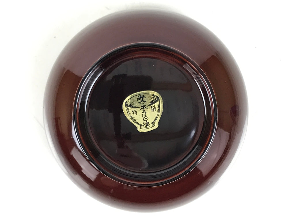 Japanese Natural Lacquered Wooden Rice Bowl Owan Vtg Wajima Nuri Red Brown LB150