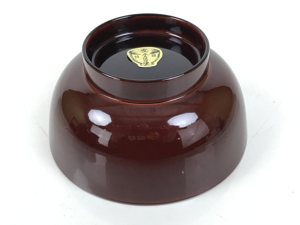 Japanese Natural Lacquered Wooden Rice Bowl Owan Vtg Wajima Nuri Red Brown LB150