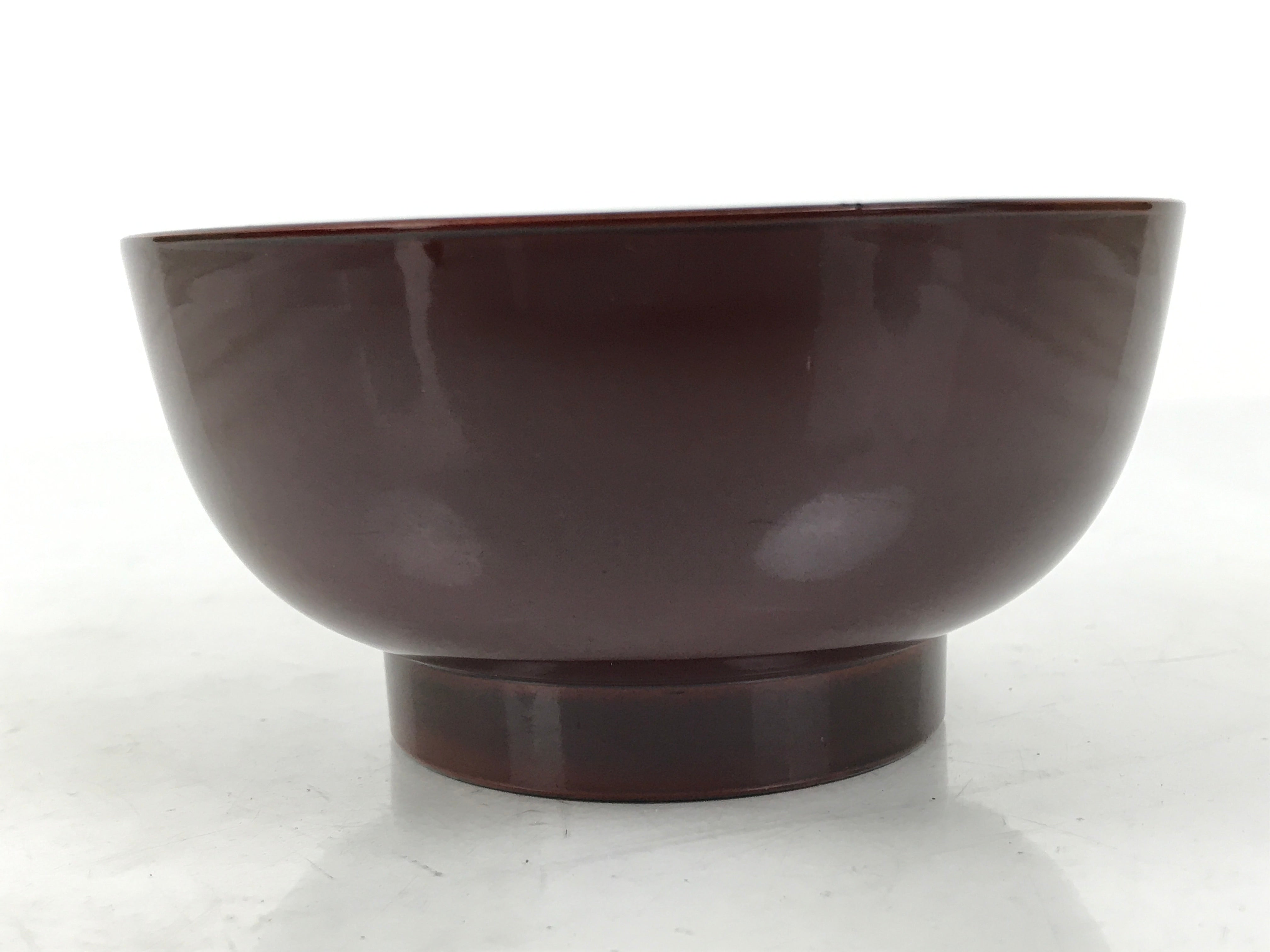 Japanese Natural Lacquered Wooden Rice Bowl Owan Vtg Wajima Nuri Red Brown LB154