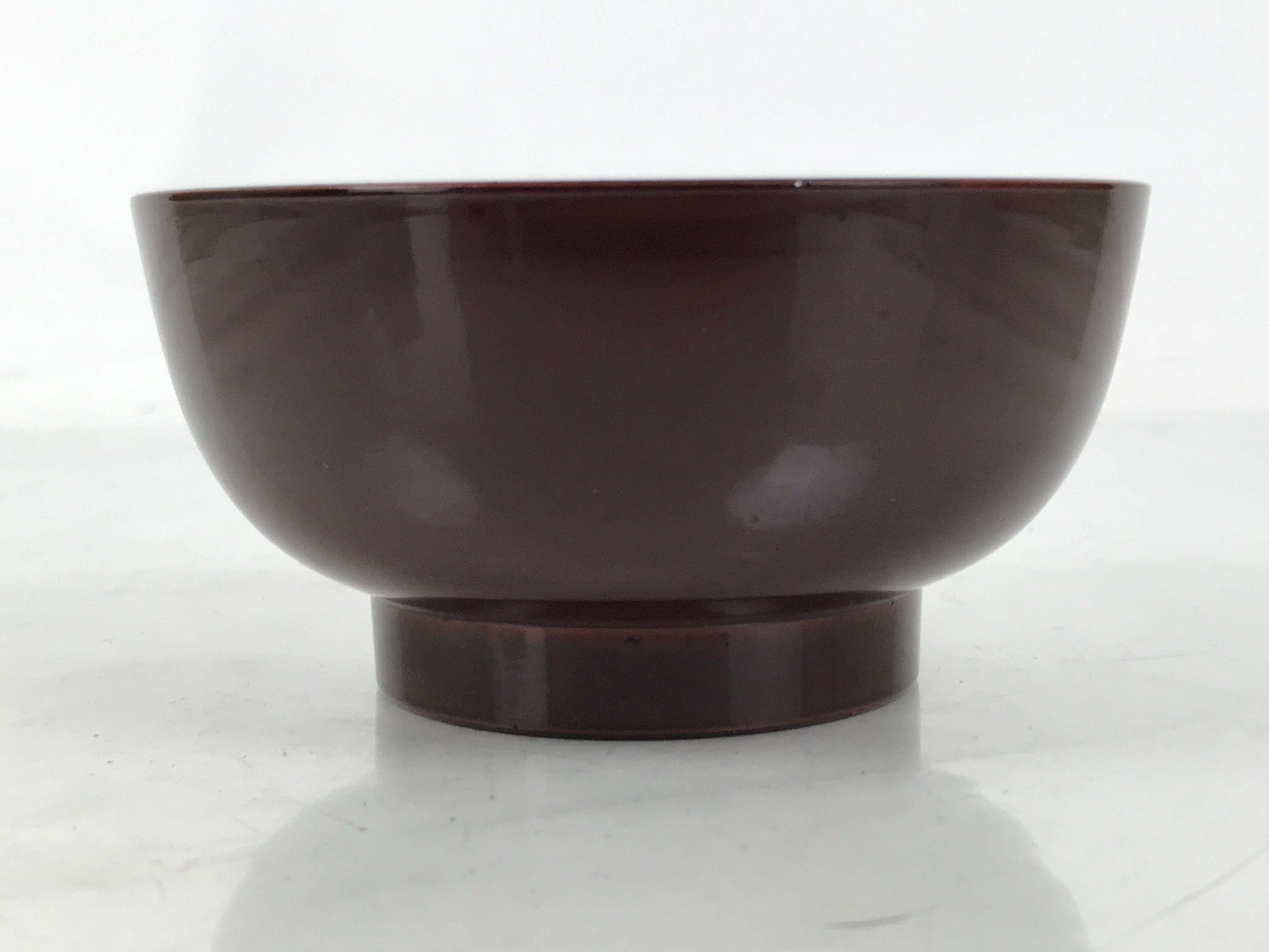 Japanese Natural Lacquered Wooden Rice Bowl Owan Vtg Wajima Nuri Red Brown LB156
