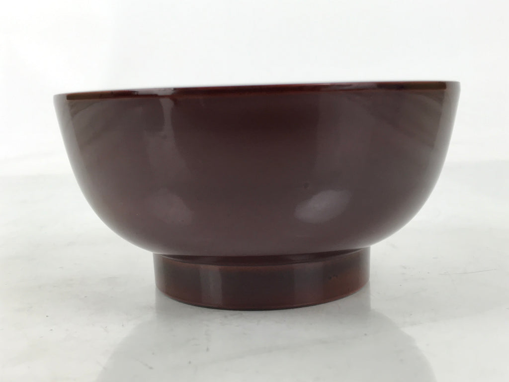 Japanese Natural Lacquered Wooden Rice Bowl Owan Vtg Wajima Nuri Red Brown LB157