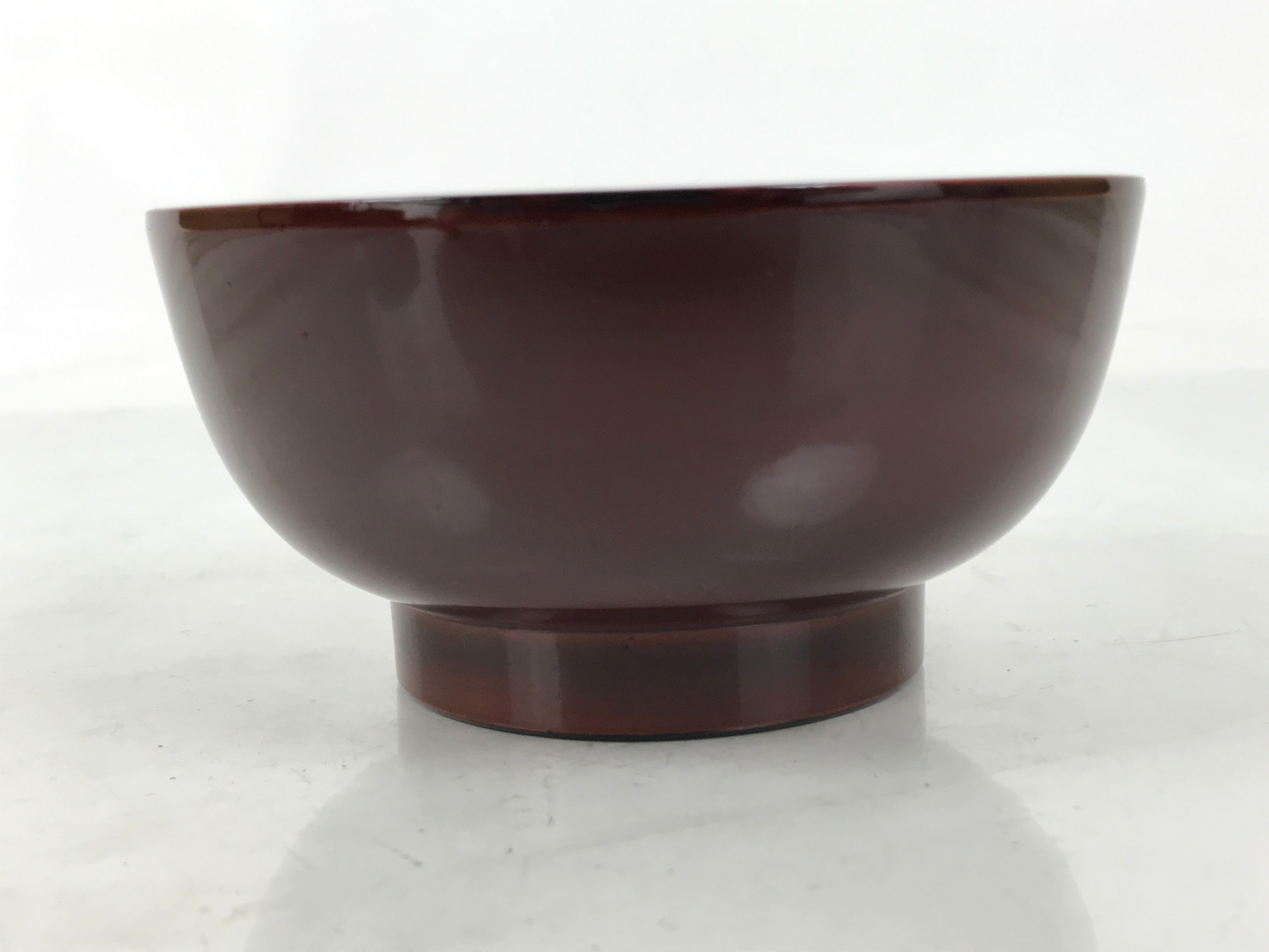 Japanese Natural Lacquered Wooden Rice Bowl Owan Vtg Wajima Nuri Red Brown LB157