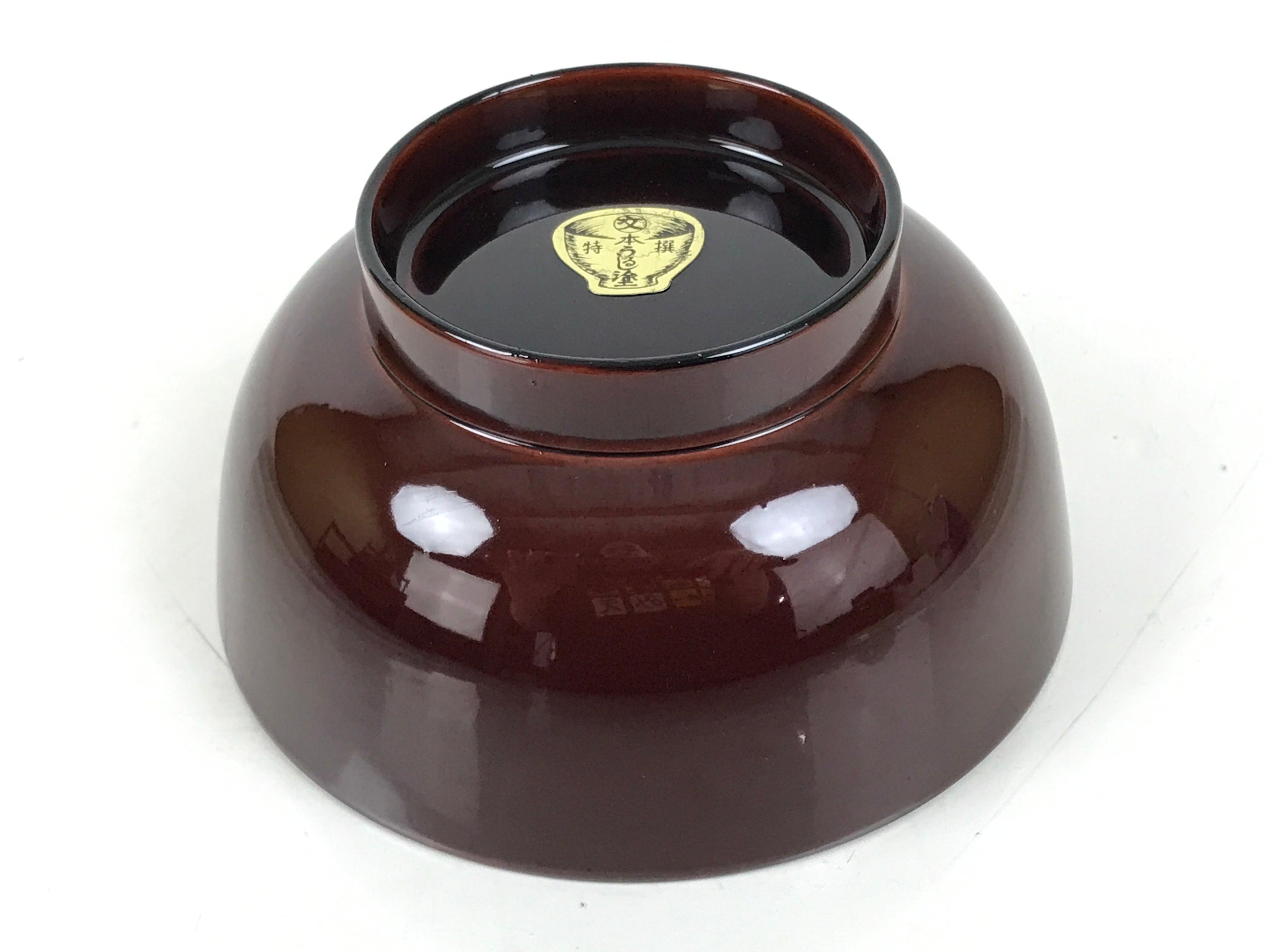 Japanese Natural Lacquered Wooden Rice Bowl Owan Vtg Wajima Nuri Red Brown LB160