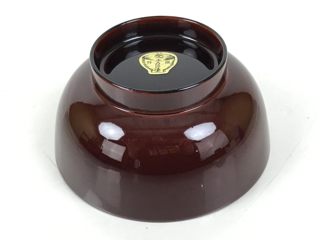 Japanese Natural Lacquered Wooden Rice Bowl Owan Vtg Wajima Nuri Red Brown LB160