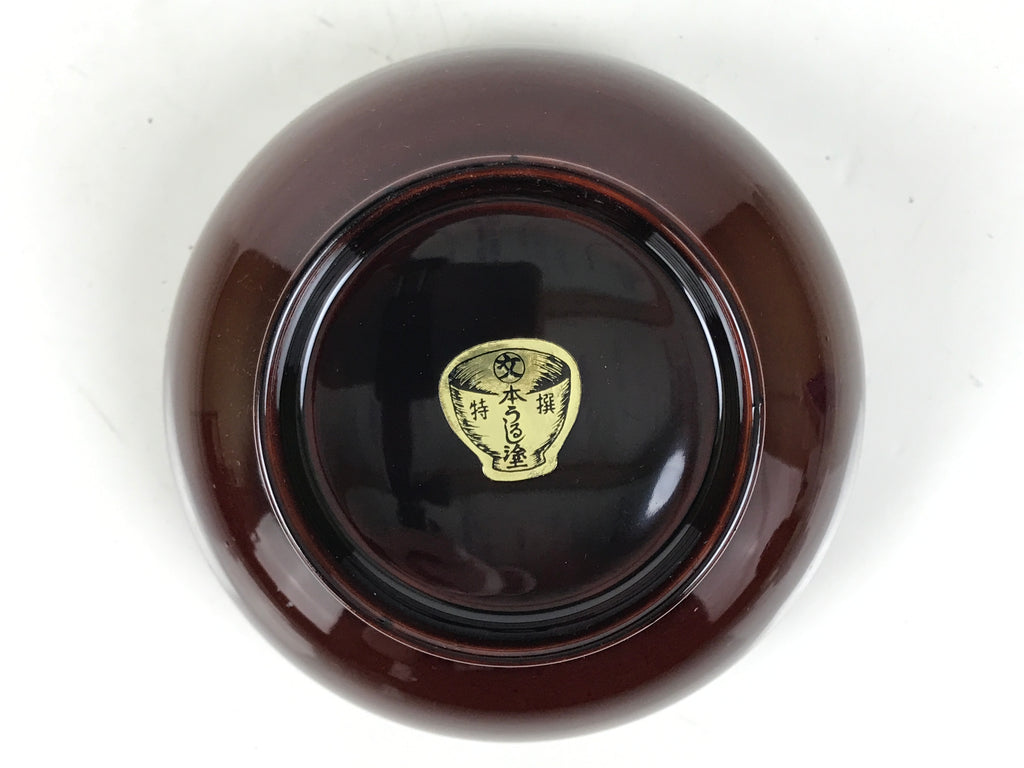 Japanese Natural Lacquered Wooden Rice Bowl Owan Vtg Wajima Nuri Red Brown LB163