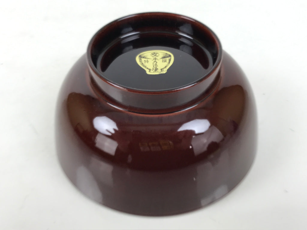 Japanese Natural Lacquered Wooden Rice Bowl Owan Vtg Wajima Nuri Red Brown LB163