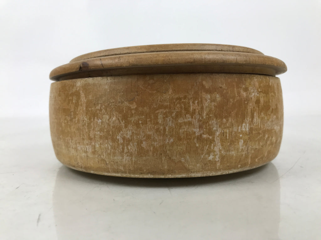 Japanese Natural Wood Lidded Kashiki Snack Bowl Vtg Kashibachi Brown Grain L544