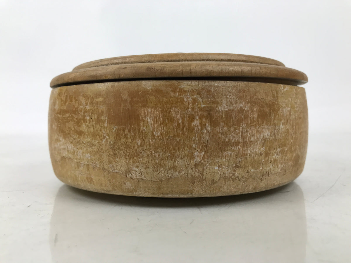 Japanese Natural Wood Lidded Kashiki Snack Bowl Vtg Kashibachi Brown Grain L544