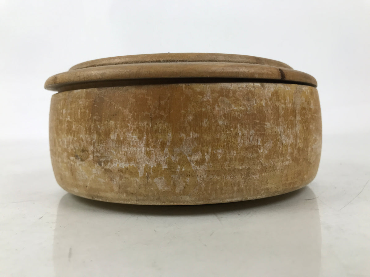 Japanese Natural Wood Lidded Kashiki Snack Bowl Vtg Kashibachi Brown Grain L544