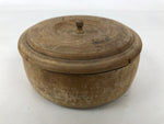 Japanese Natural Wood Lidded Kashiki Snack Bowl Vtg Kashibachi Brown Grain L544