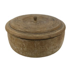 Japanese Natural Wood Lidded Kashiki Snack Bowl Vtg Kashibachi Brown Grain L544
