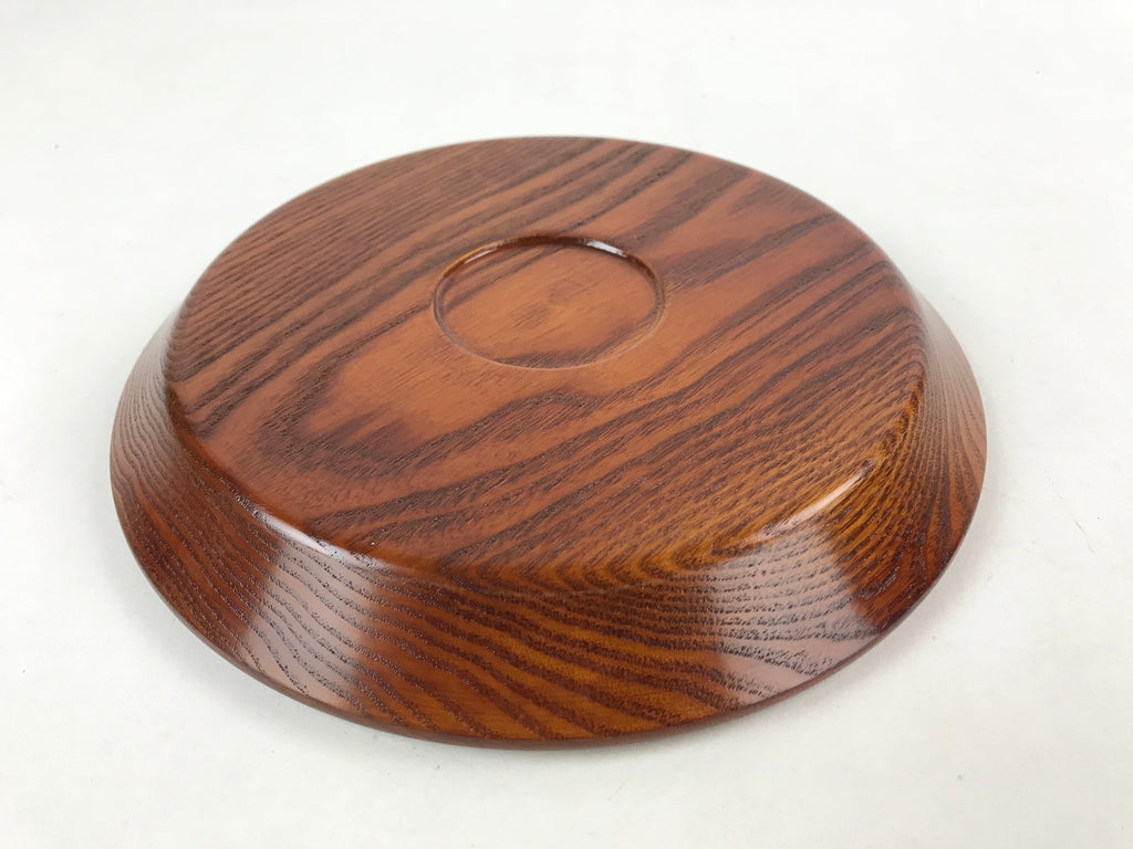 Japanese Natural Wood Serving Tray Vtg Round Brown Nagano Kiso Obon LWB75