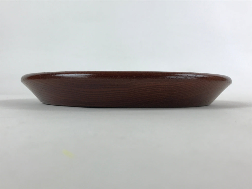 Japanese Natural Wood Serving Tray Vtg Round Brown Nagano Kiso Obon LWB75