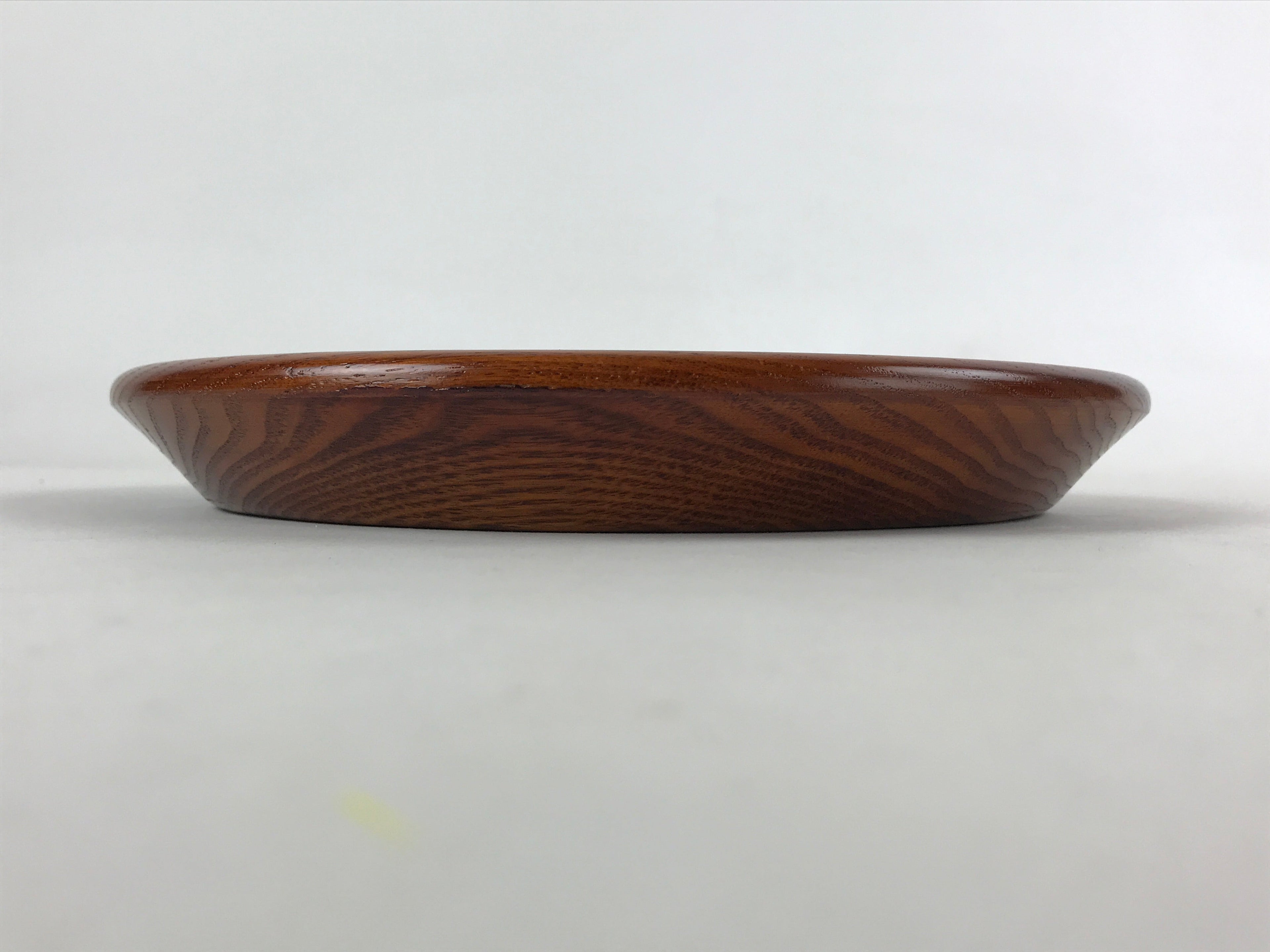 Japanese Natural Wood Serving Tray Vtg Round Brown Nagano Kiso Obon LWB75