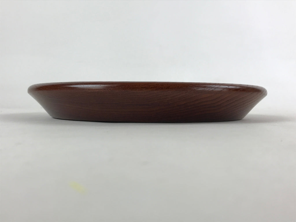 Japanese Natural Wood Serving Tray Vtg Round Brown Nagano Kiso Obon LWB75