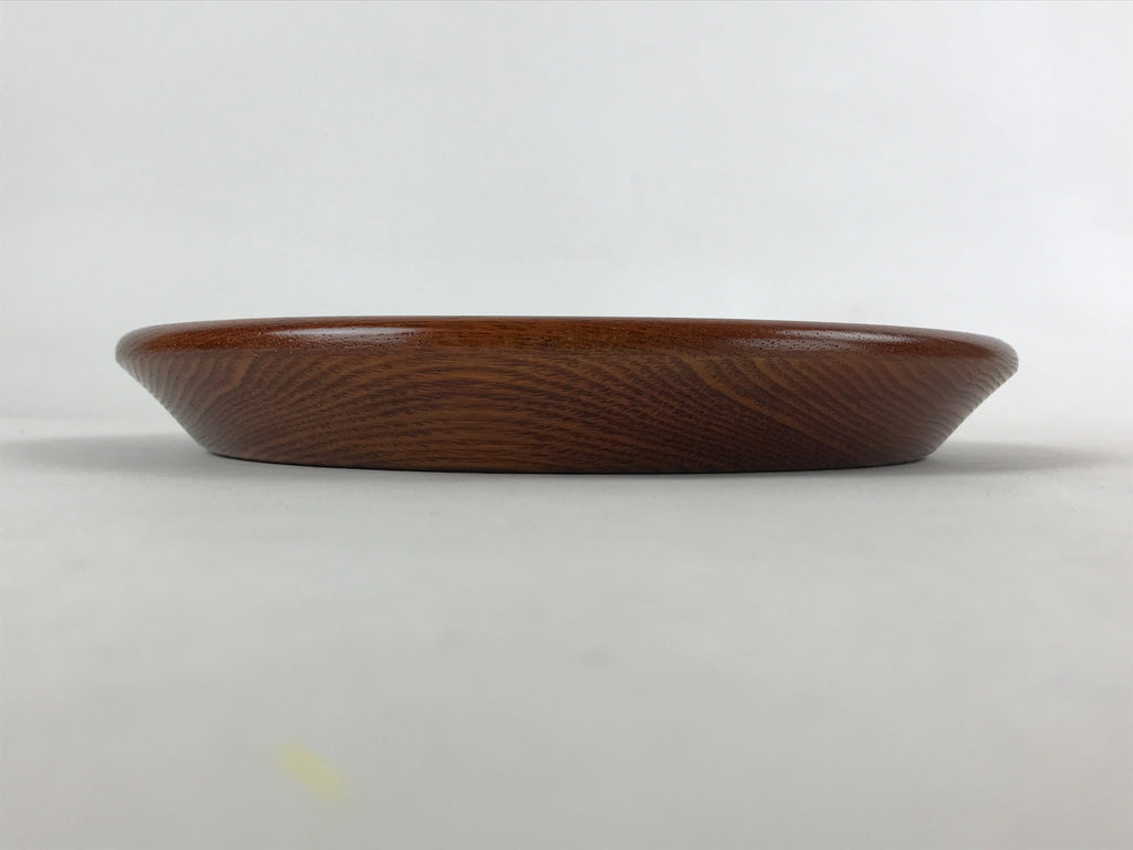 Japanese Natural Wood Serving Tray Vtg Round Brown Nagano Kiso Obon LWB75
