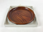 Japanese Natural Wood Serving Tray Vtg Round Brown Nagano Kiso Obon LWB75