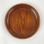 Japanese Natural Wood Serving Tray Vtg Round Brown Nagano Kiso Obon LWB75