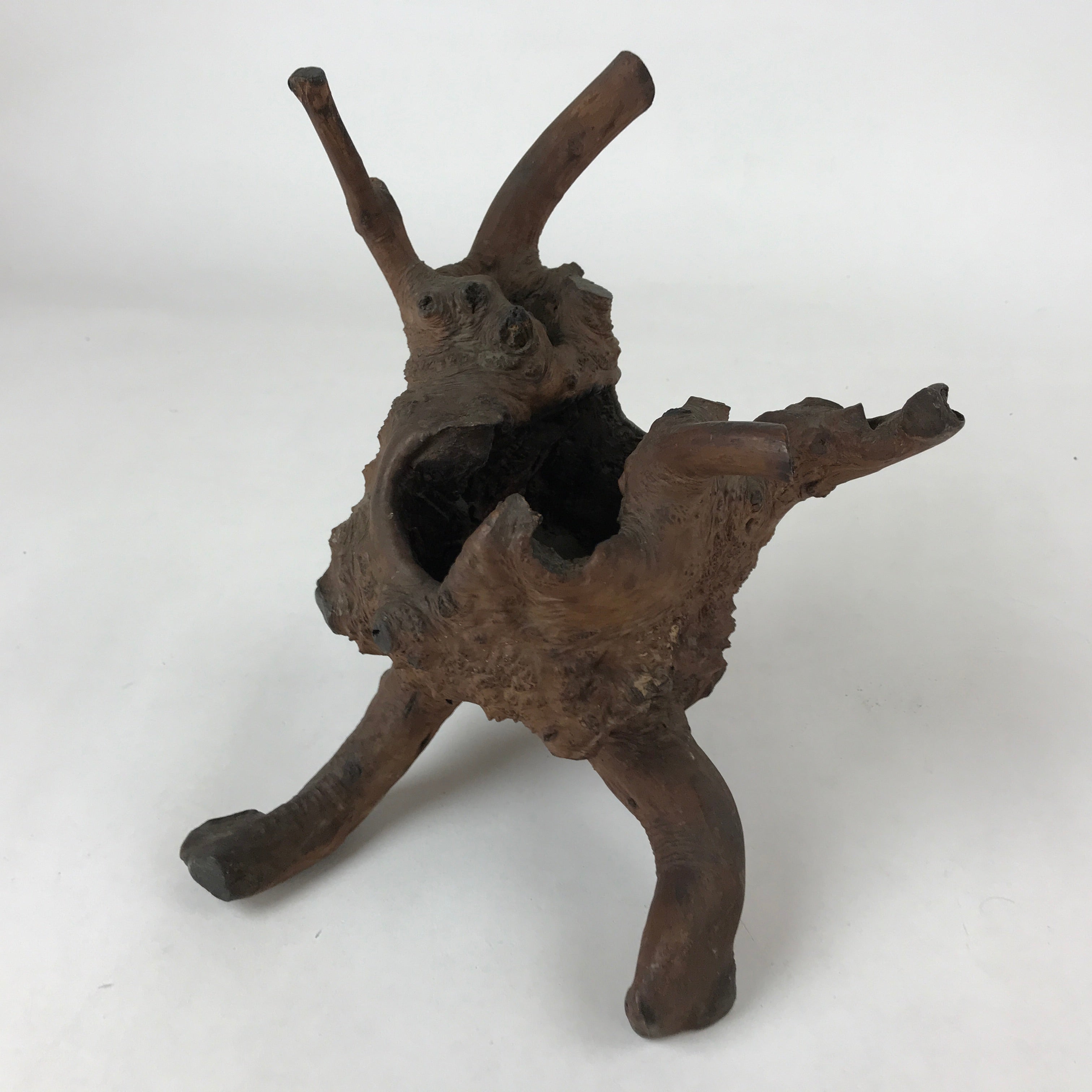 Japanese Natural Wooden Ikebana Display Stand Vtg Unique Flower Vase Kadai WT491