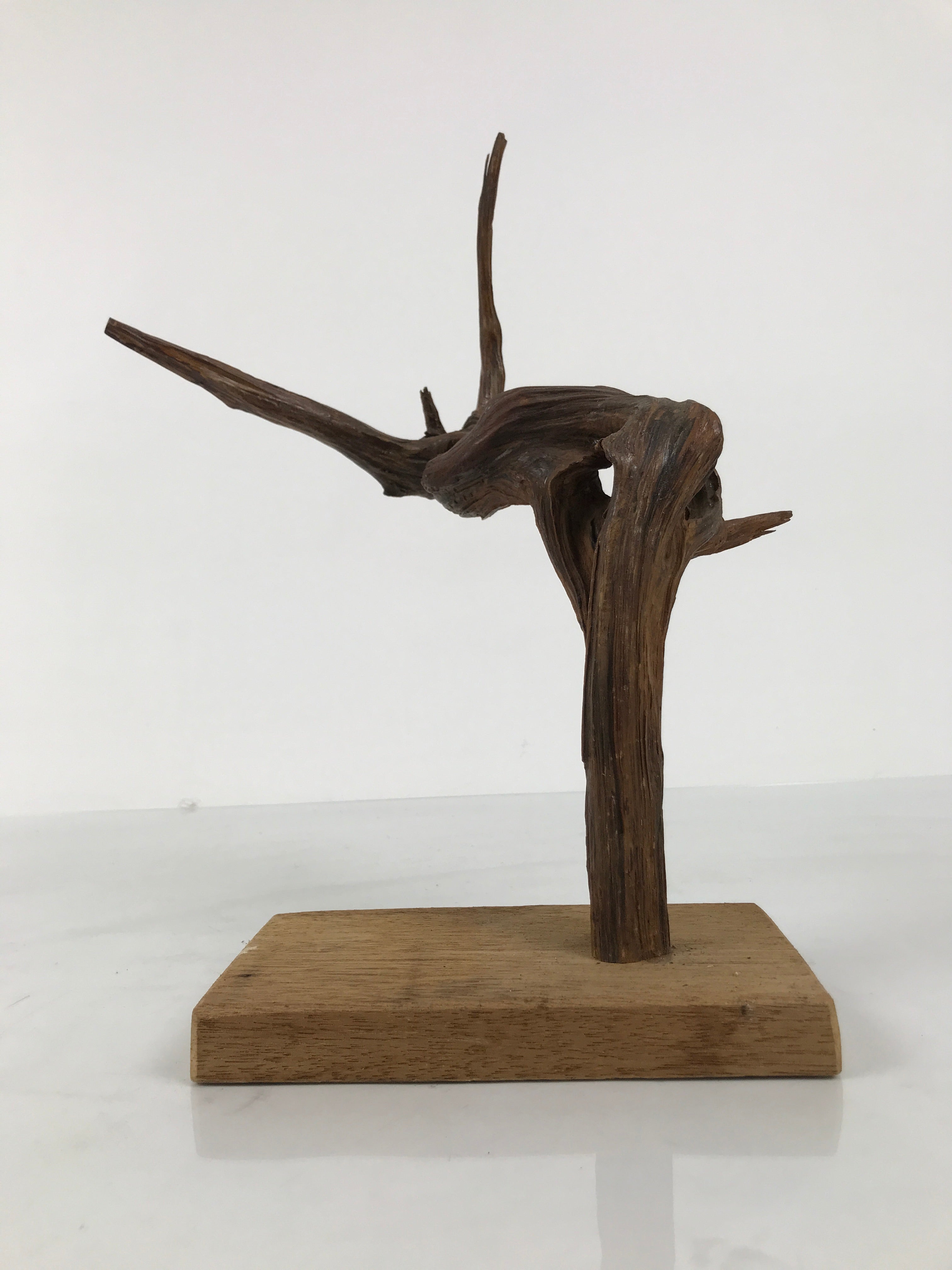 Japanese Natural Wooden Ikebana Sculpture Vtg Flower Vase Kadai Decoration WT607