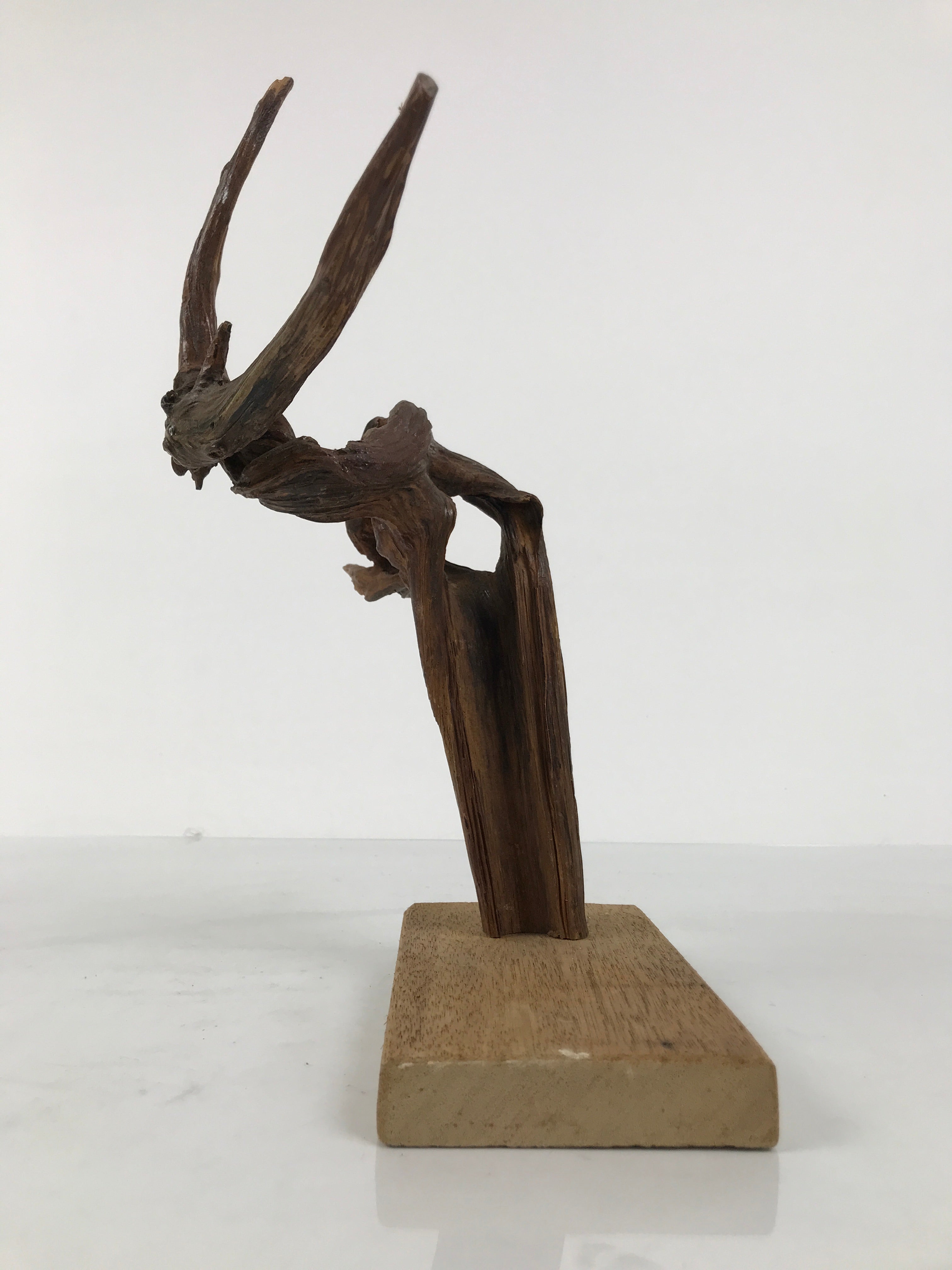 Japanese Natural Wooden Ikebana Sculpture Vtg Flower Vase Kadai Decoration WT607