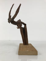 Japanese Natural Wooden Ikebana Sculpture Vtg Flower Vase Kadai Decoration WT607