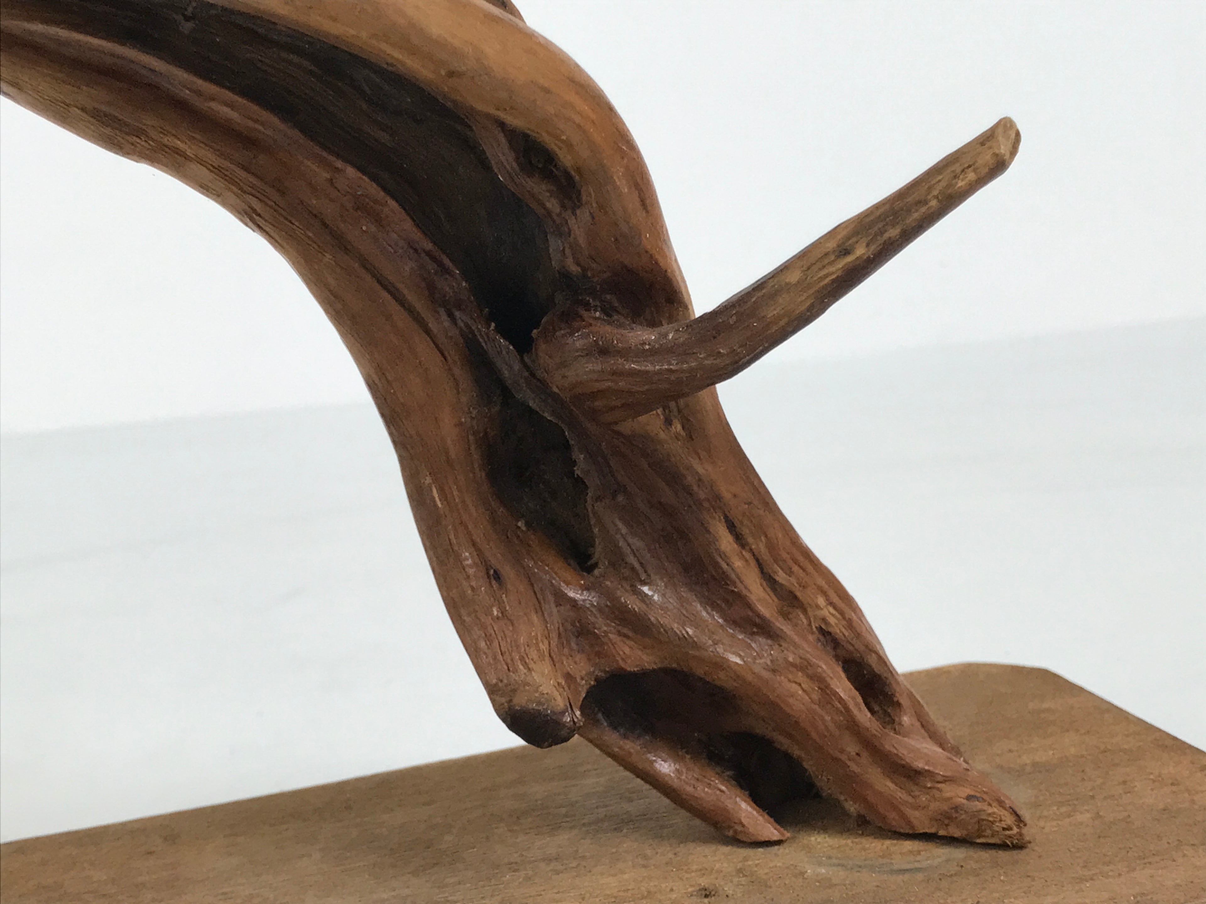 Japanese Natural Wooden Ikebana Sculpture Vtg Flower Vase Kadai Decoration WT608