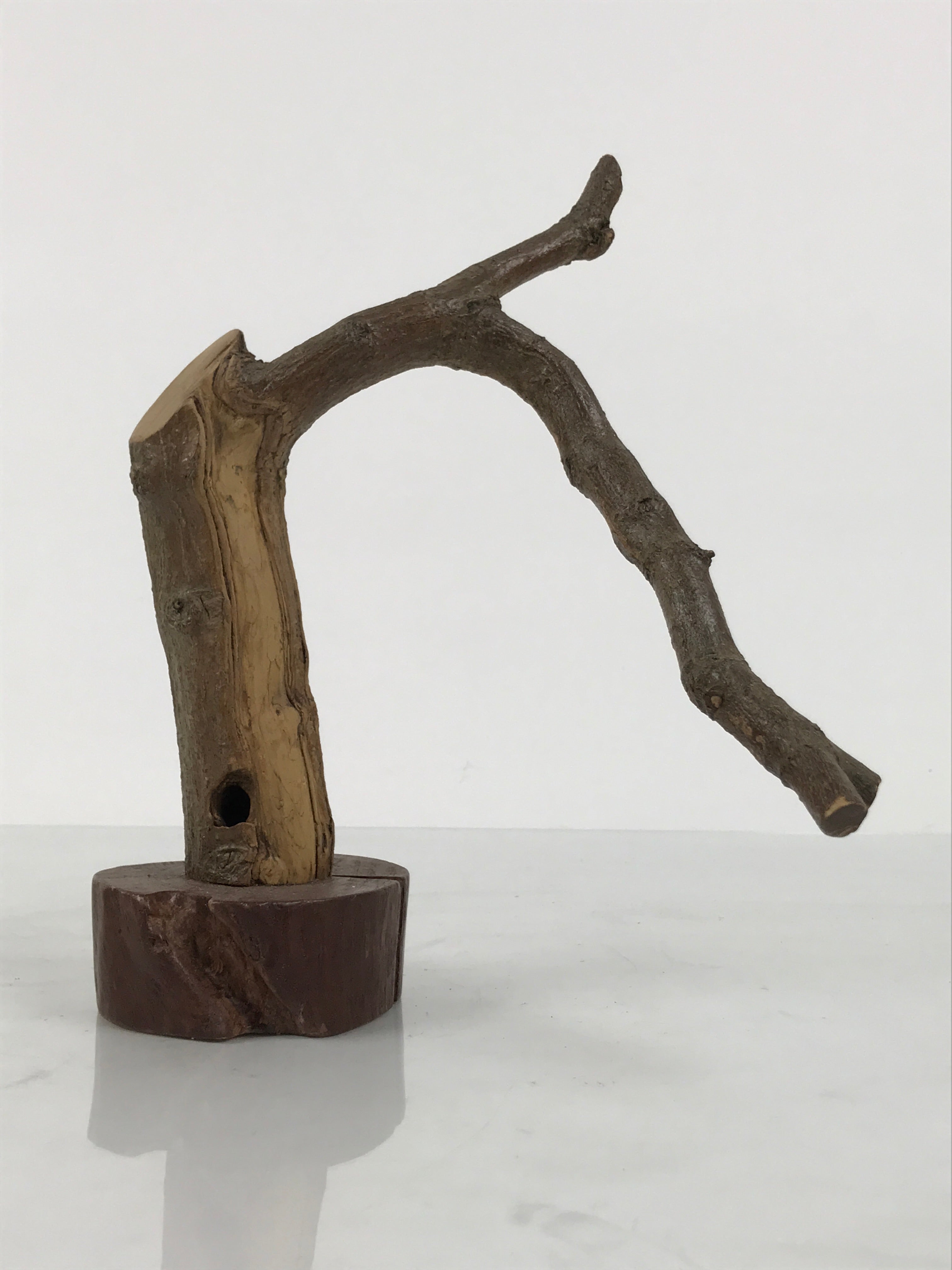 Japanese Natural Wooden Ikebana Sculpture Vtg Flower Vase Kadai Decoration WT609