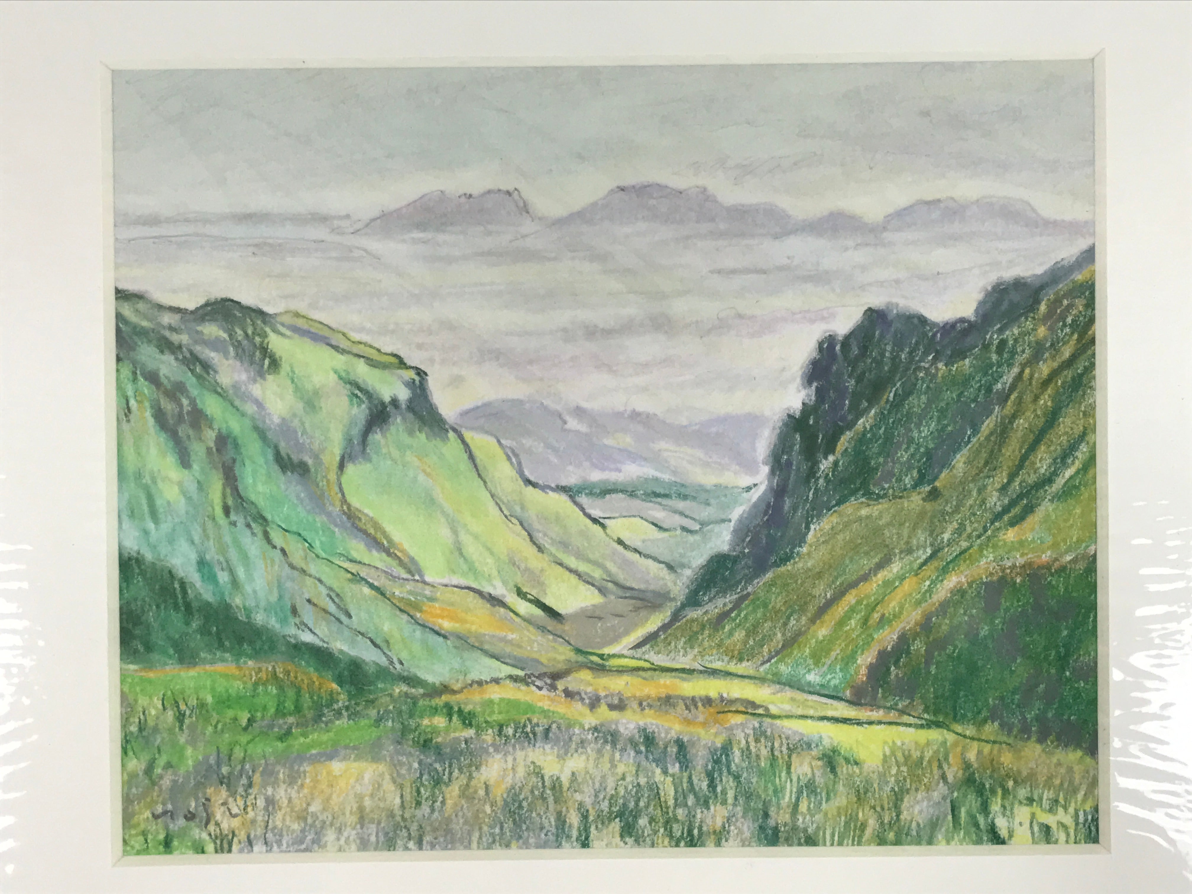 Japanese Nature Landscape Pastel Drawing Original Signed Yoshihiro Hagino FL300