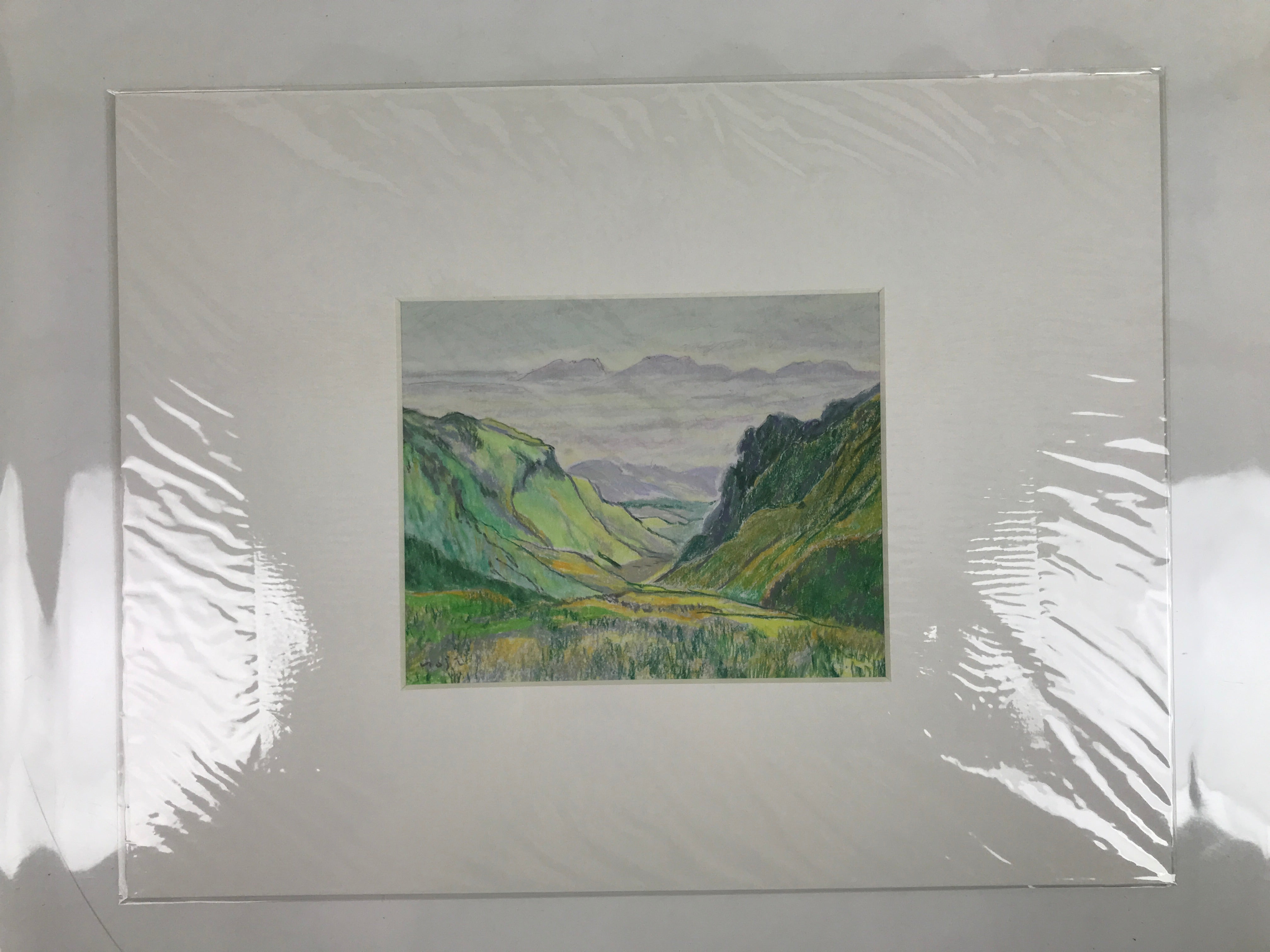 Japanese Nature Landscape Pastel Drawing Original Signed Yoshihiro Hagino FL300