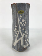 Japanese Nezumi Shino Ware Ceramic Flower Vase Vtg Kabin Pottery Gray Box PX811