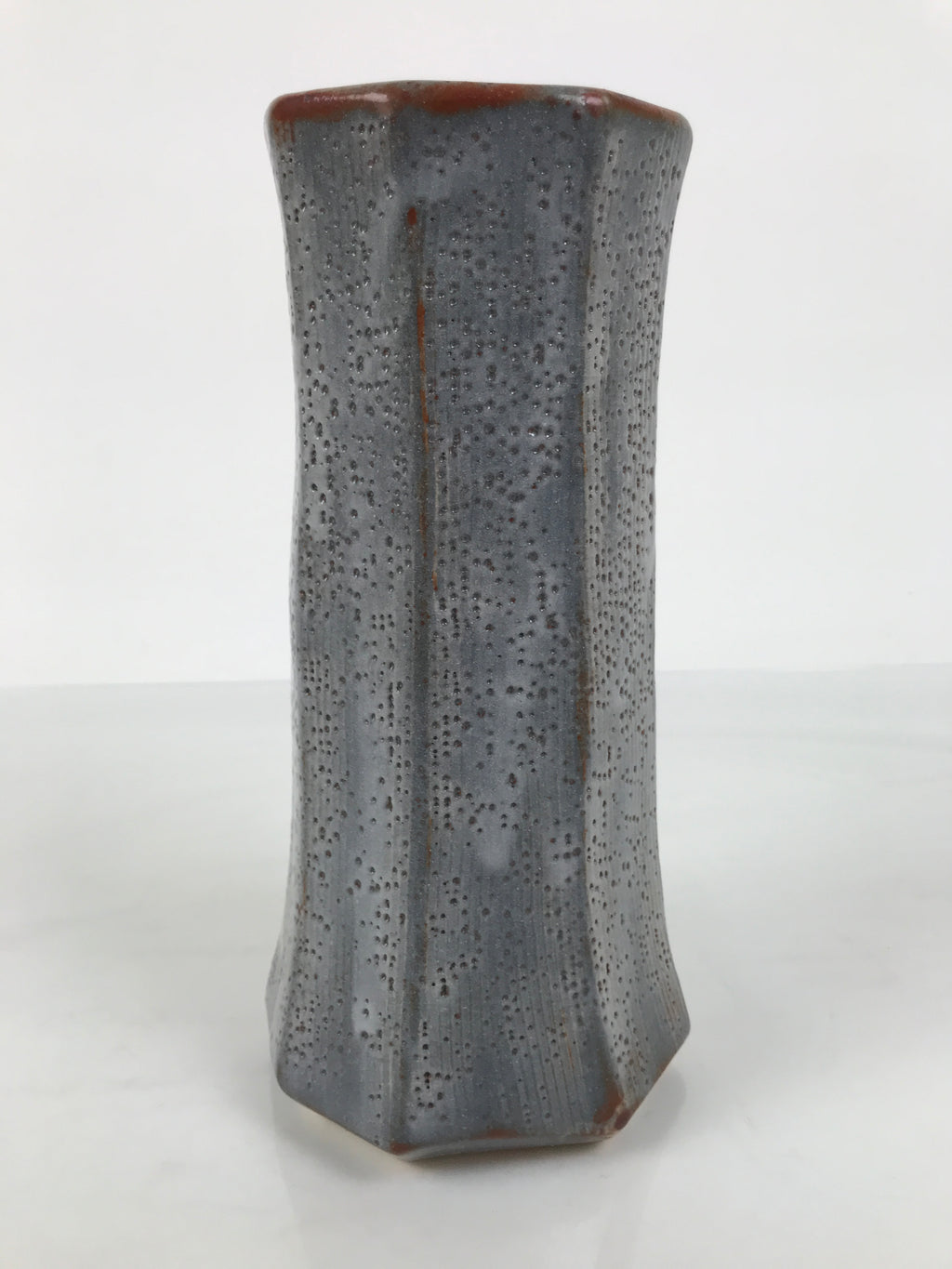Japanese Nezumi Shino Ware Ceramic Flower Vase Vtg Kabin Pottery Gray Box PX811