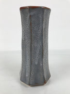 Japanese Nezumi Shino Ware Ceramic Flower Vase Vtg Kabin Pottery Gray Box PX811