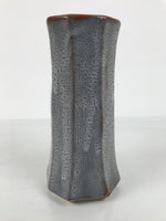 Japanese Nezumi Shino Ware Ceramic Flower Vase Vtg Kabin Pottery Gray Box PX811