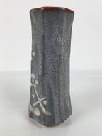 Japanese Nezumi Shino Ware Ceramic Flower Vase Vtg Kabin Pottery Gray Box PX811