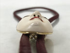 Japanese Noh Mask Western Bolo Tie Vtg Netsuke Slide Metal Tips Red Black JK887