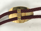 Japanese Noh Mask Western Bolo Tie Vtg Netsuke Slide Metal Tips Red Black JK887