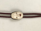 Japanese Noh Mask Western Bolo Tie Vtg Netsuke Slide Metal Tips Red Black JK887
